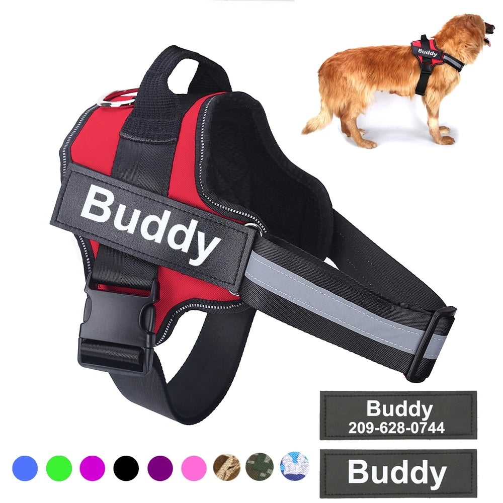 Personalized Dog Harness NO PULL Reflective Breathable Adjustable Pet Harness Vest For Small Large Dog Custom Patch Pet Supplies